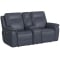 Flexsteel Sawyer Blue/Gray Leather Power Reclining Loveseat with Console & Power Headrests & Lumbar