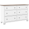 Archbold Furniture Portland Dresser with 6 Drawers in Driftwood | Snow White | Aged Graphite