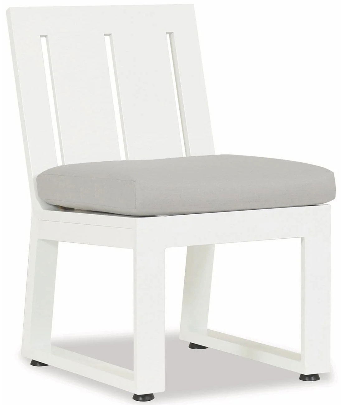 Sunset West Newport Armless Side Dining Chair in Satin White | Cast Silver Sunbrella