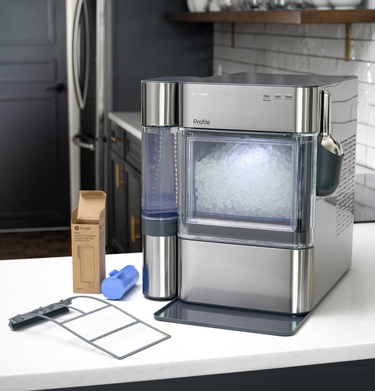 Parts View of GE Profile Ice Maker