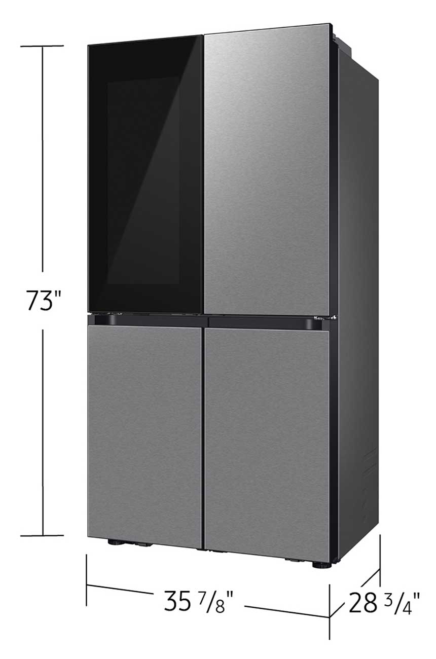 Angled Front View of Refrigerator Dimensions