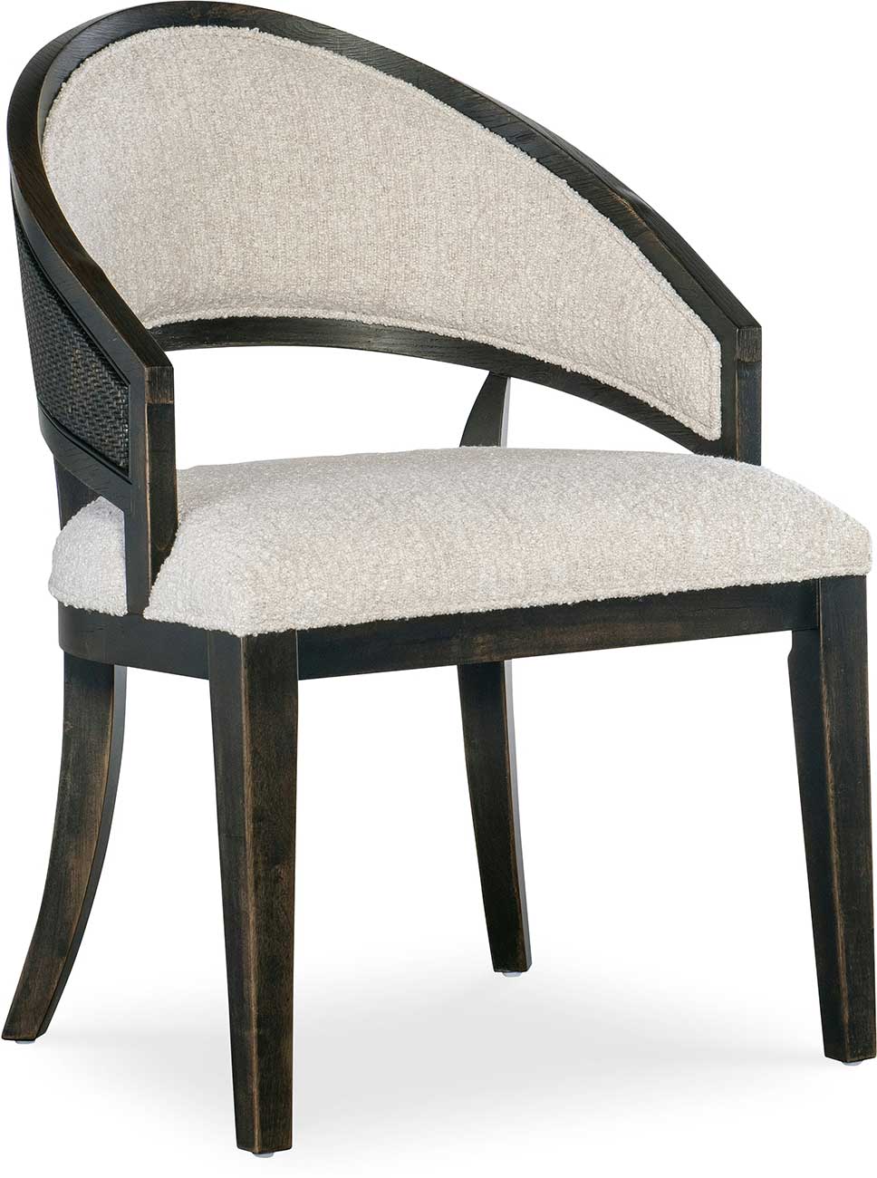 Hooker Furniture Casual Dining Retreat Cane Barrel Back Chair in Black Sand | Neo Cream Fabric