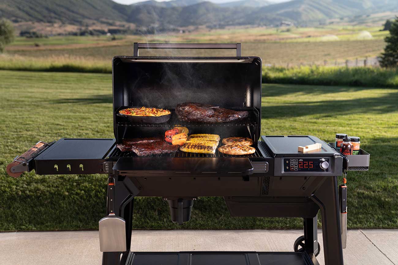 Woodridge Pro Wood Pellet Grill in Outdoor Setting Detail 3