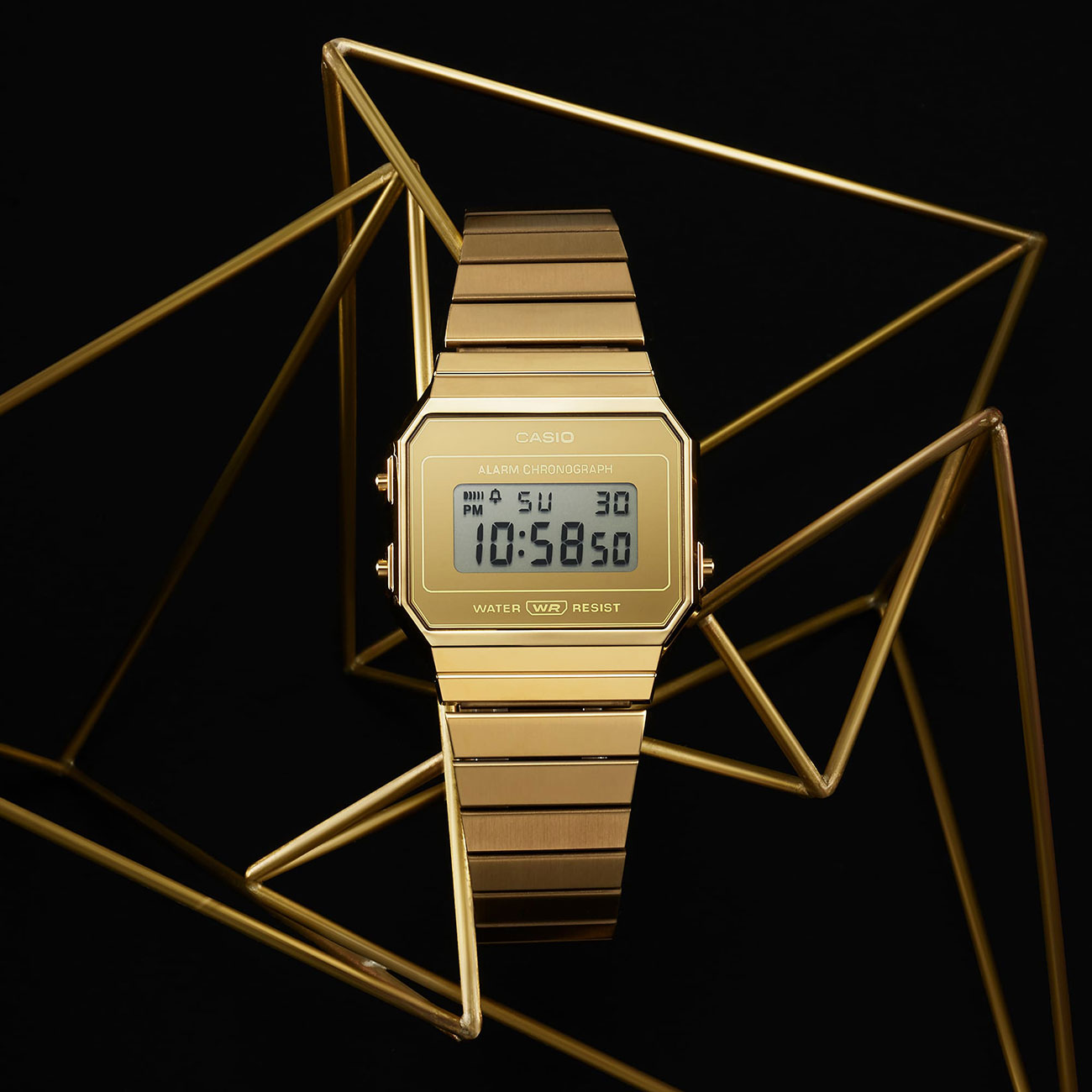 View of Casio Watch on Black Background