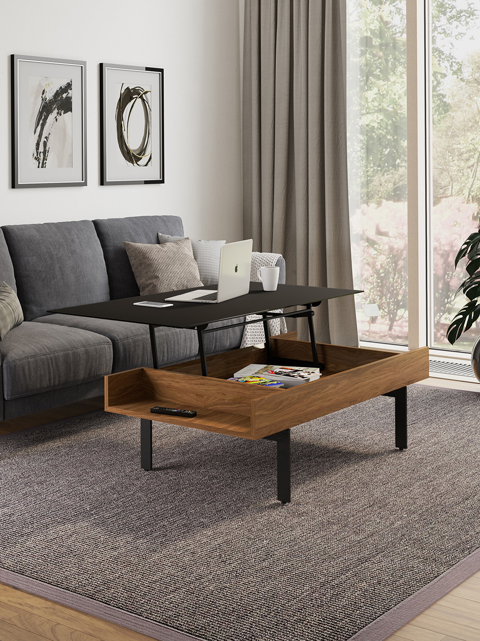 Natural Walnut Lift Coffee Table - Lifestyle 4