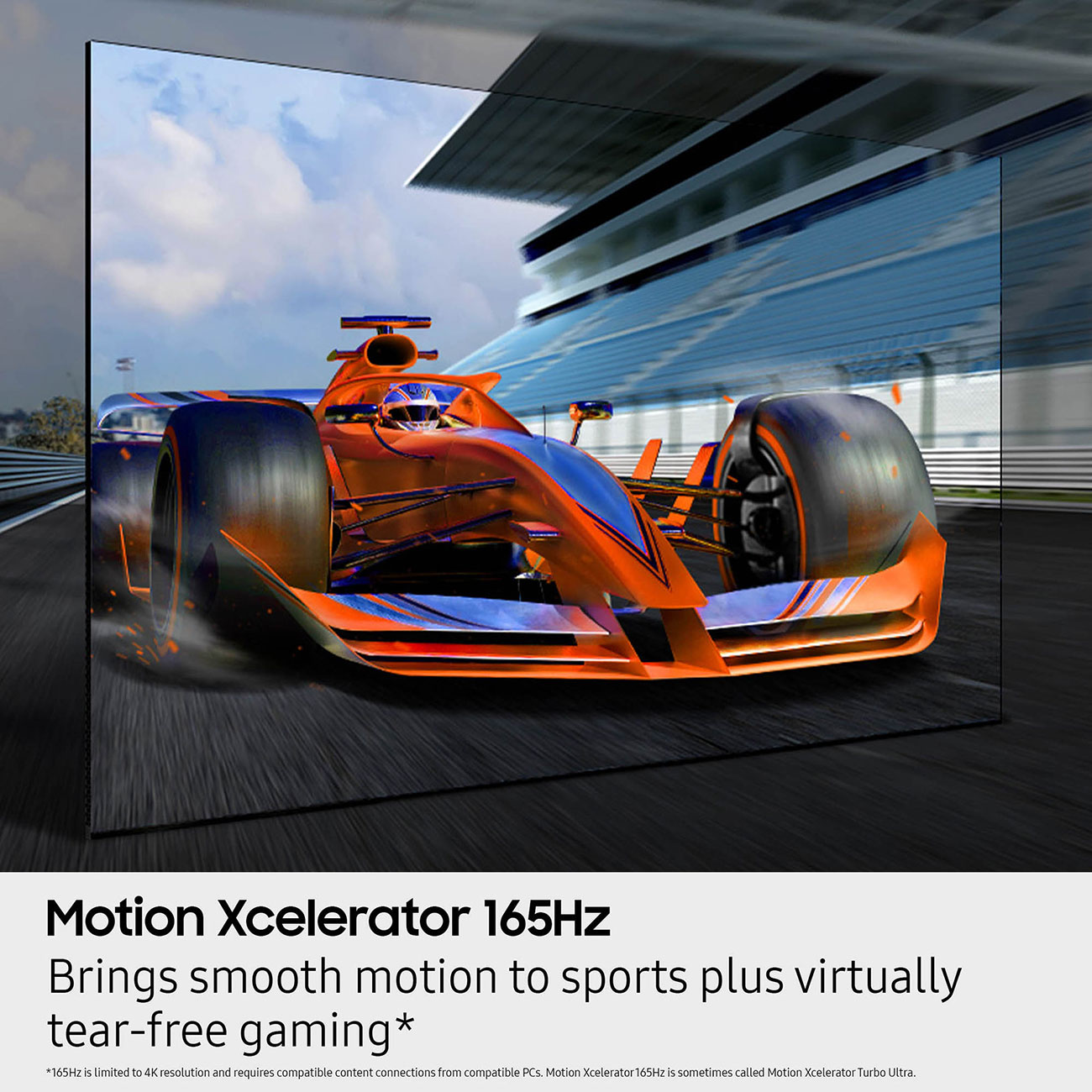 Infographic View of Samsung OLED 4K TV Motion Xcelerator 165Hz Feature