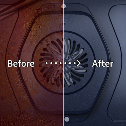Self cleaning oven removing grease and buildup