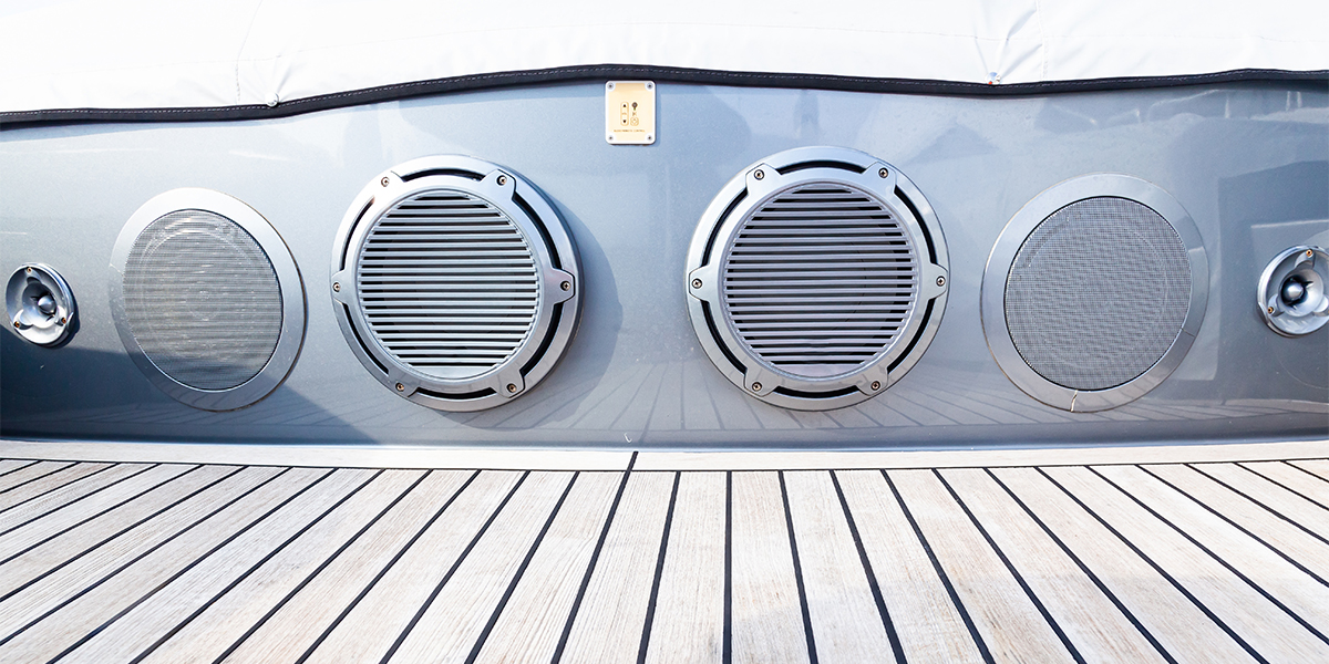 Close up of boat speakers