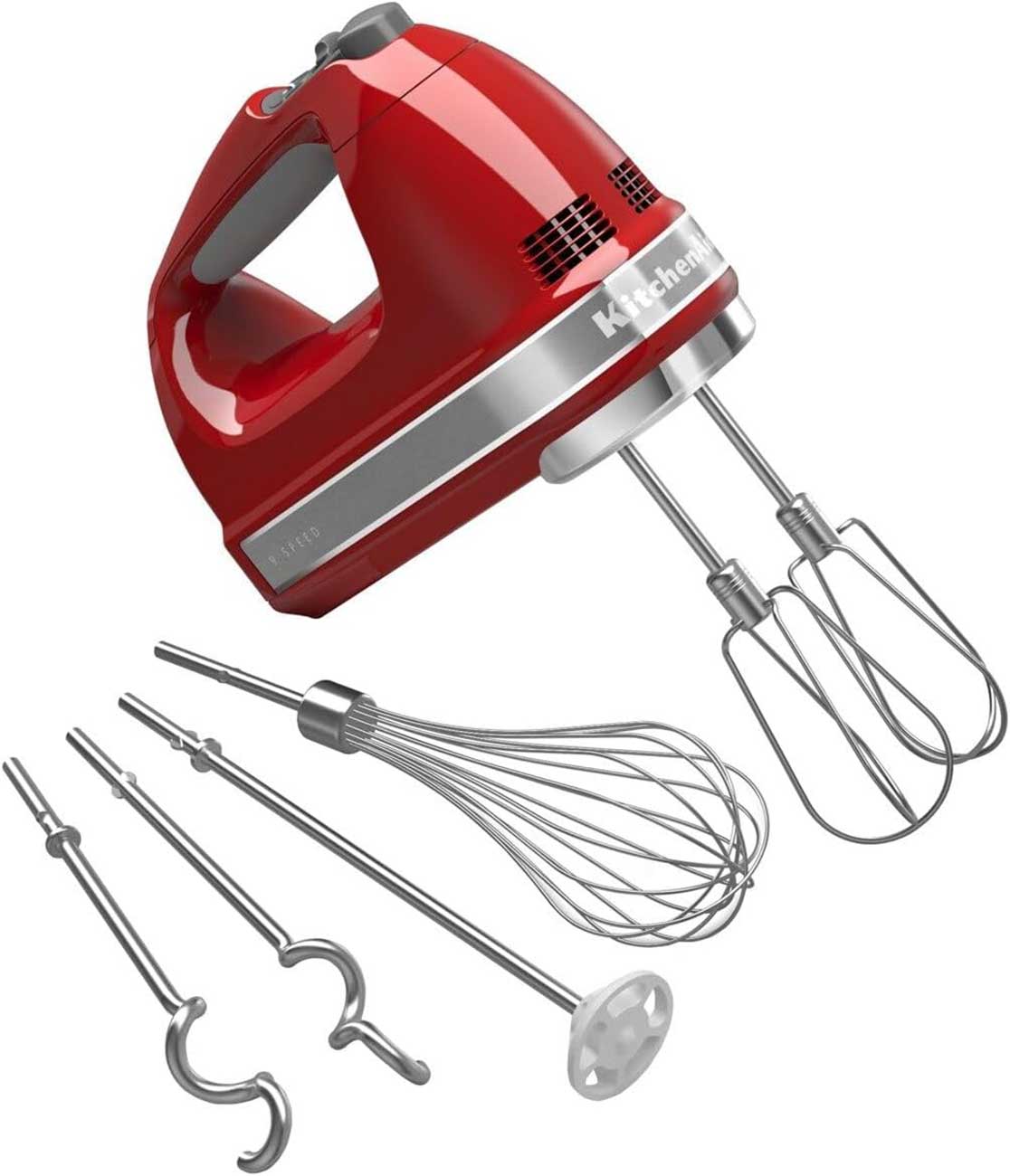 Front Angled view of Hand Mixer w/Accessories