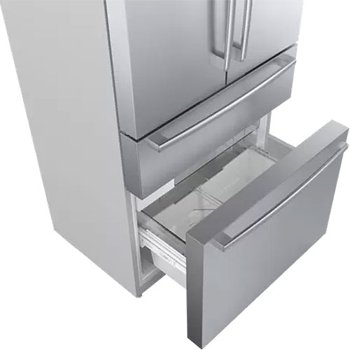 Top view of bottom refrigerator drawer
