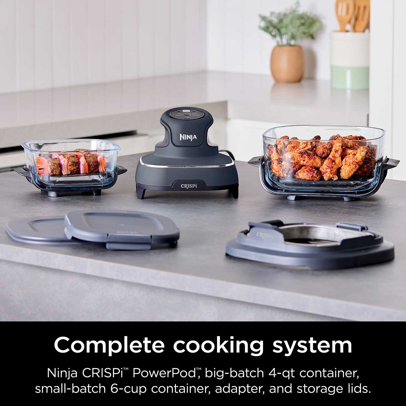 Crispi 4-in-1 Portable Glass Air Fryer Cooking System Complete Cooking Detail