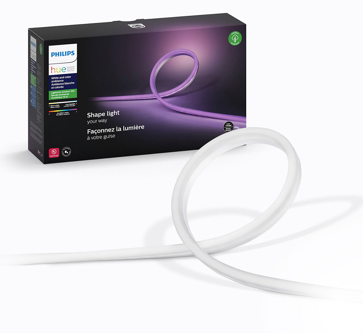 View of the Philips Hue White And Color Ambiance 16.4 Ft. Outdoor Lightstrip 
