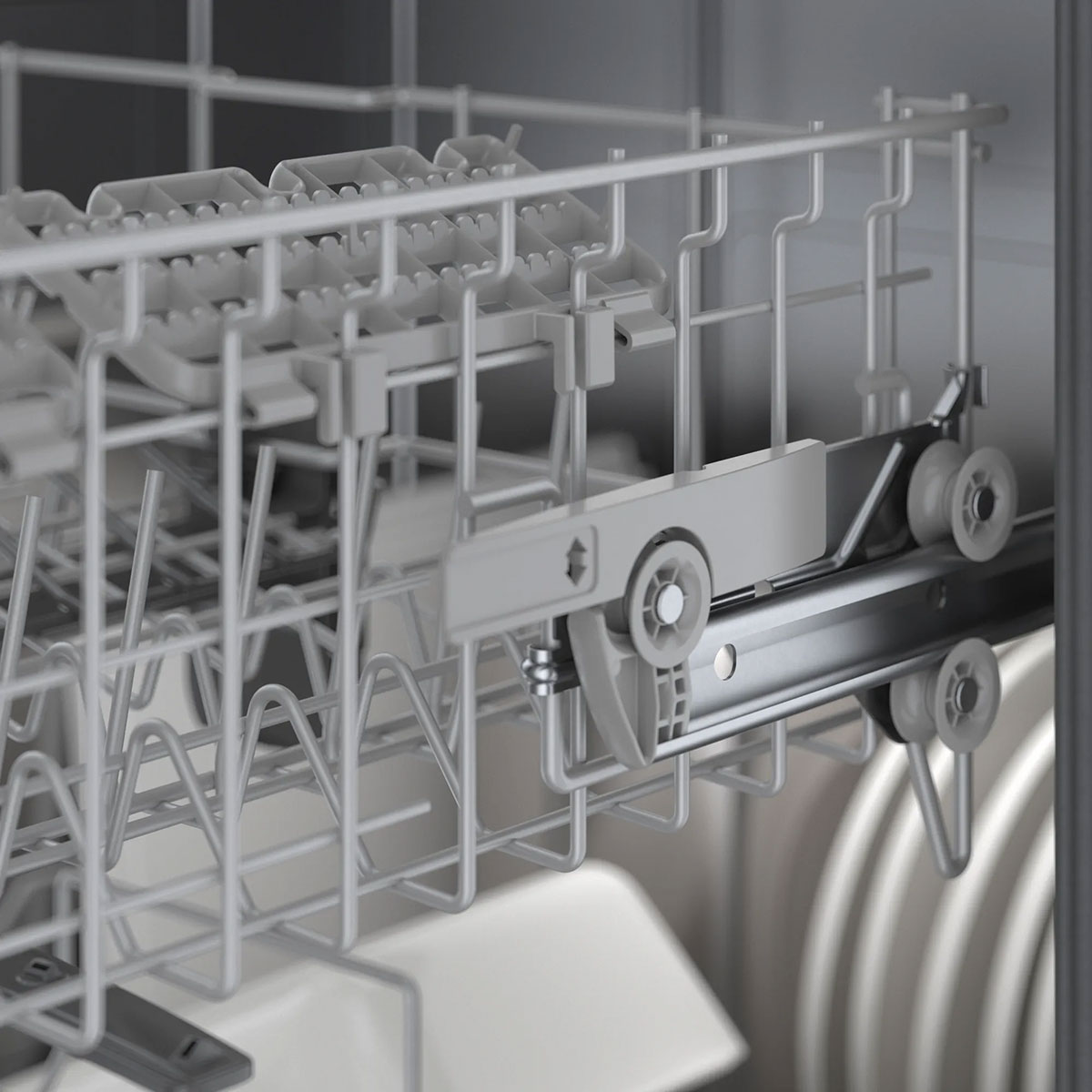Close-up of rack glides.