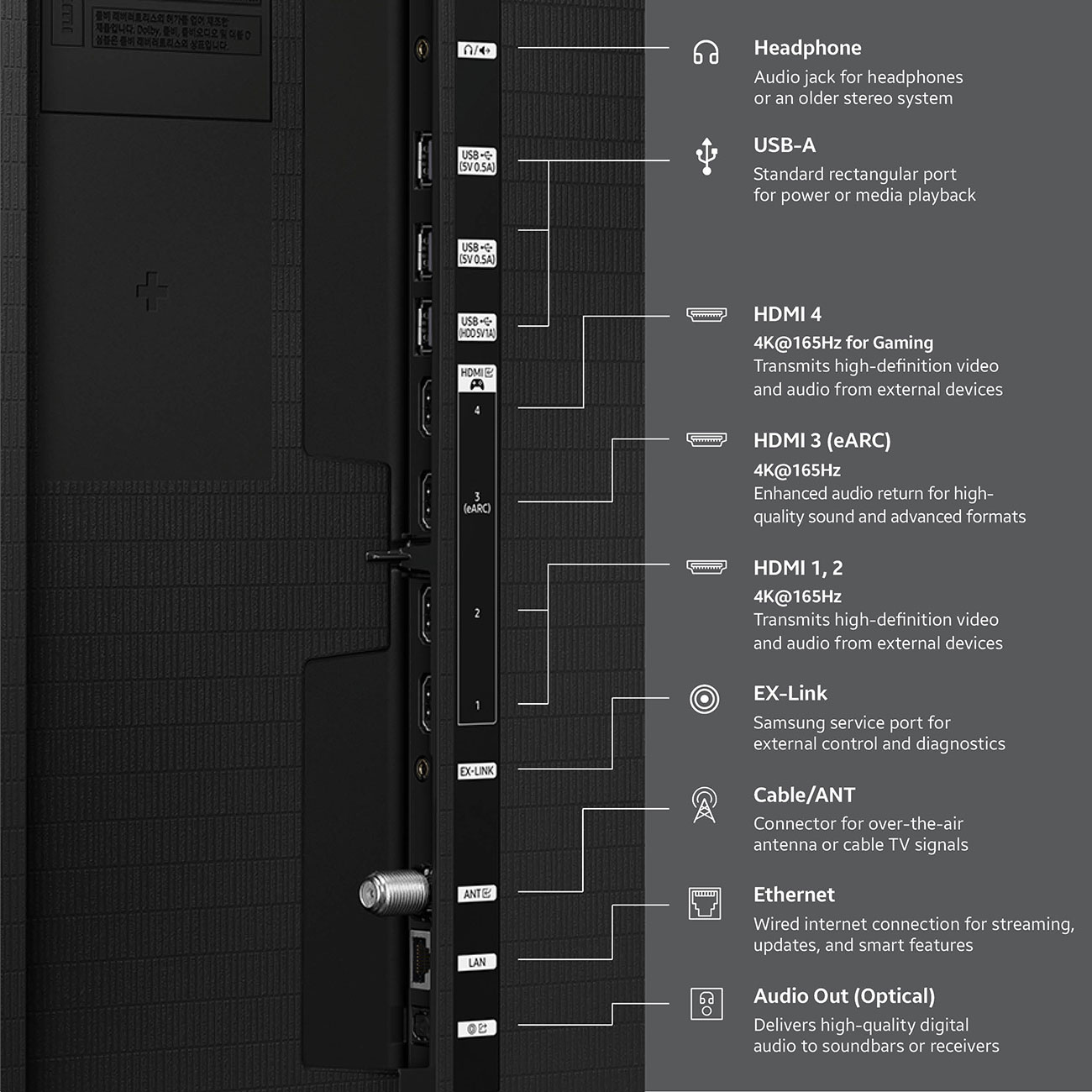 Rear View of Samsung OLED TV Ports