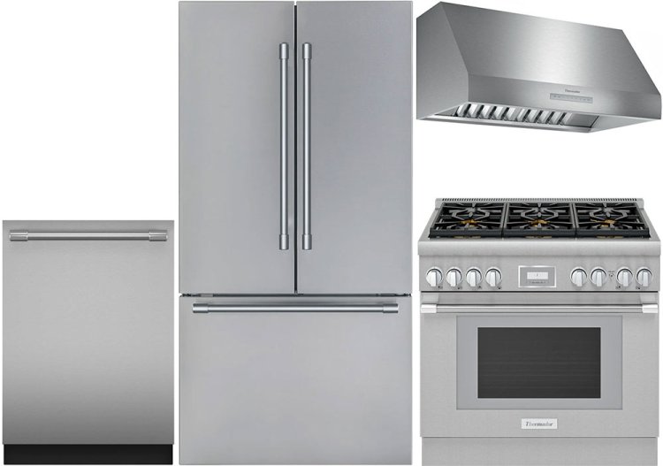 Large image of Thermador Stainless French Door Refrigerator & 36" Gas Range Package