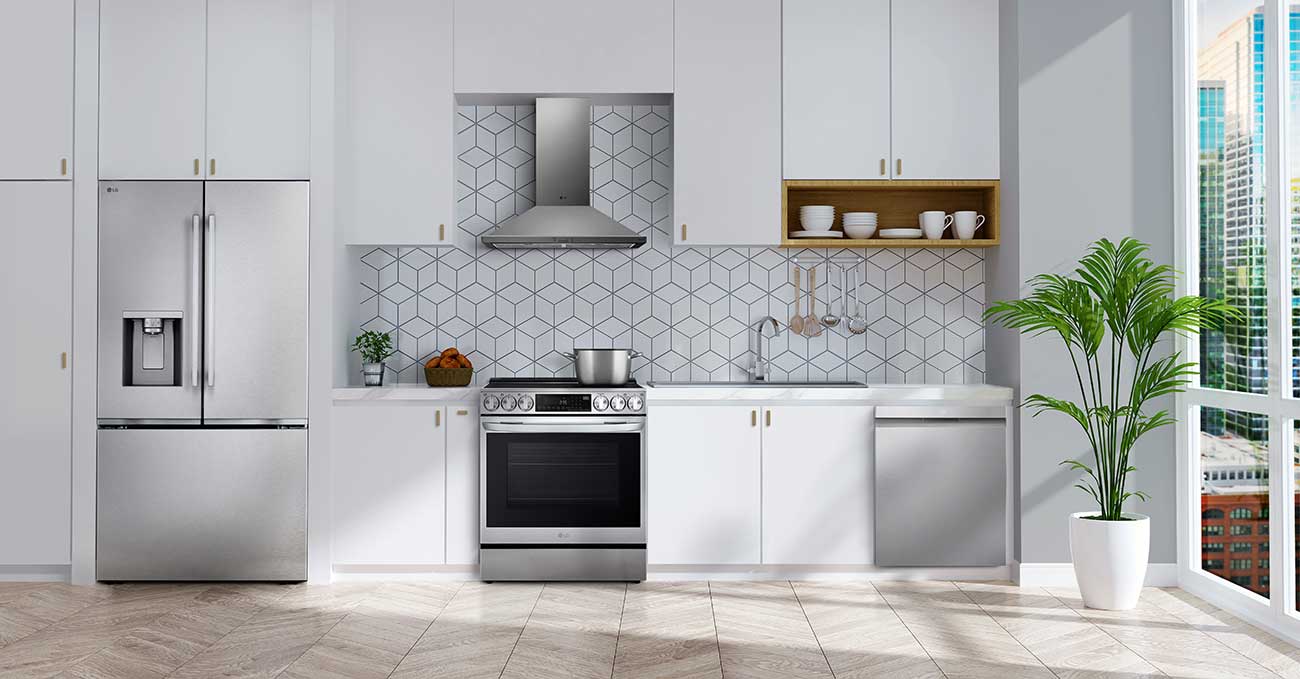 Lifestyle in Kitchen view of LG French Door Refrigerator