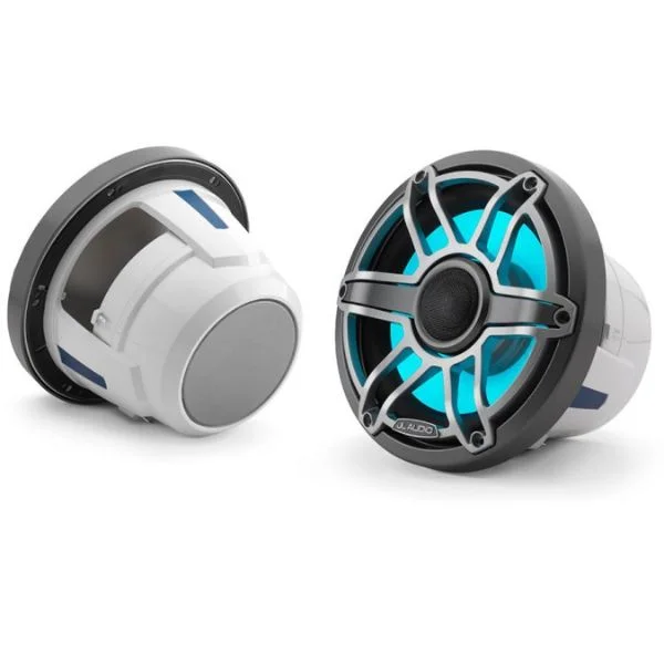 Two marine speakers by JL. They light up in RGB colors