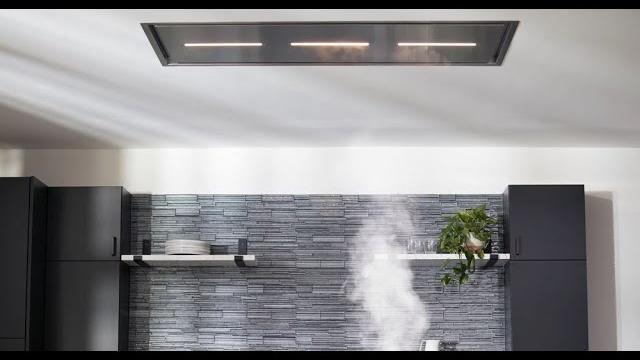 Watch HBC1 Series 43-inch/63-inch Brushed Stainless Steel or White Ceiling Mounted Range Hood w/LED Light