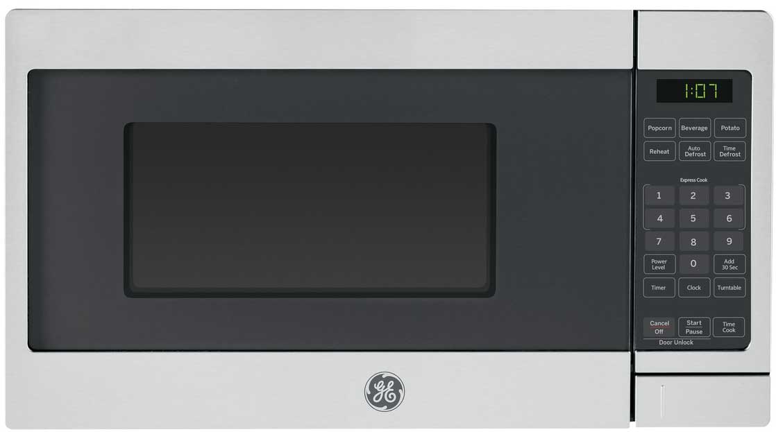 Main front view of GE Countertop Microwave in Stainless Steel
