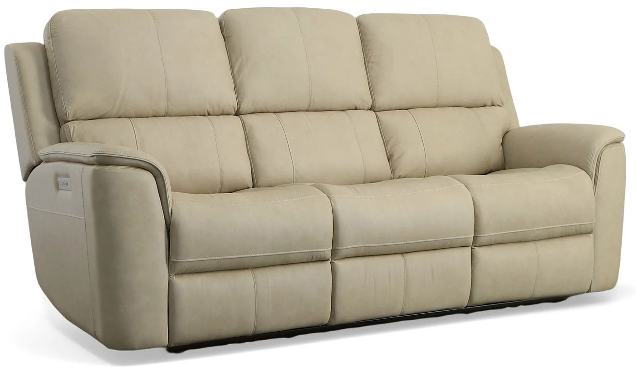 Angle view of Flexsteel Henry Leather Power Reclining Sofa