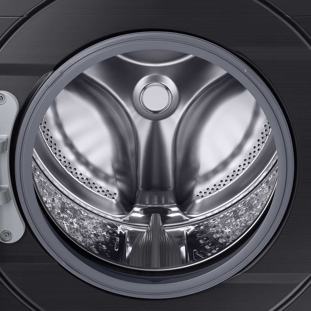 Close-up of washer drum.