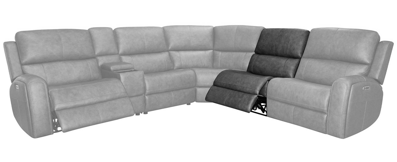 Flexsteel Linden Armless Power Recliner with Power Headrest and Lumbar in Charcoal Leather