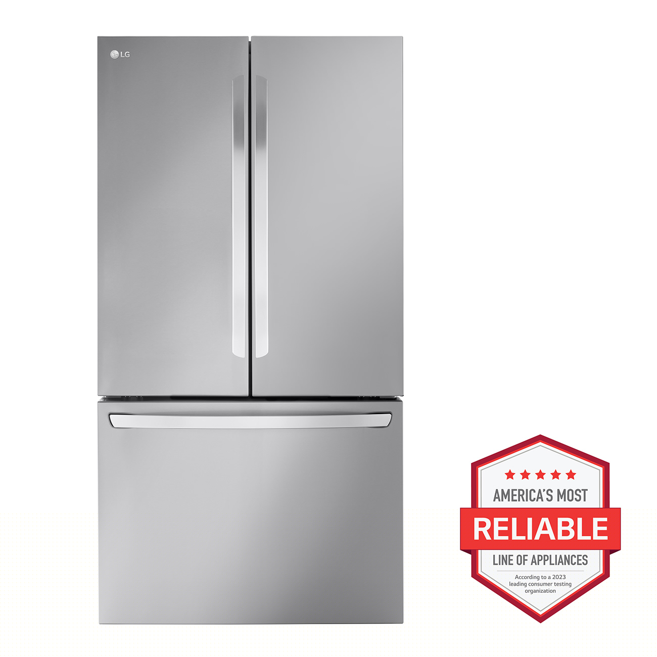 View of LG refrigerator badge 2023