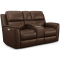 Flexsteel Henry Power Reclining Loveseat With Console & Power Headrests & Lumbar in Burnt Umber Leather