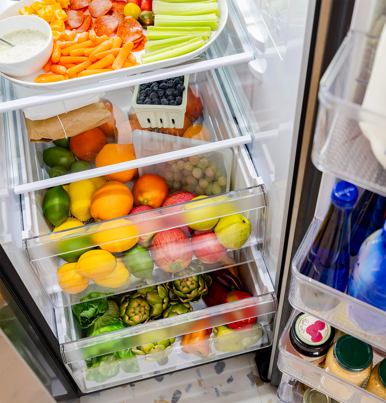Fridge drawers view of GE Refrigerator