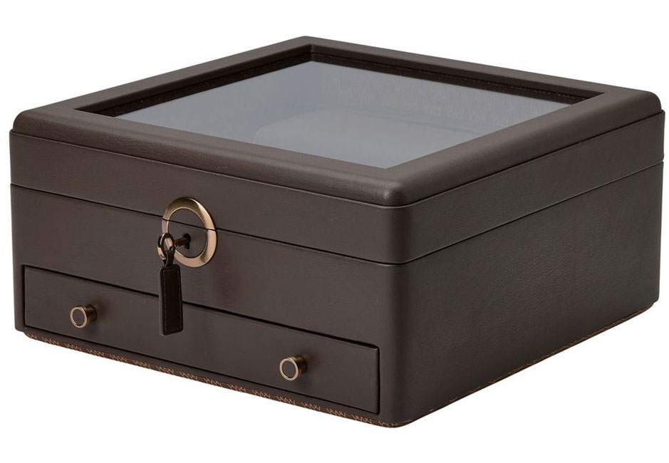 Wolf 1834 Earth Watch Stand Box in Coffee - 190706-C