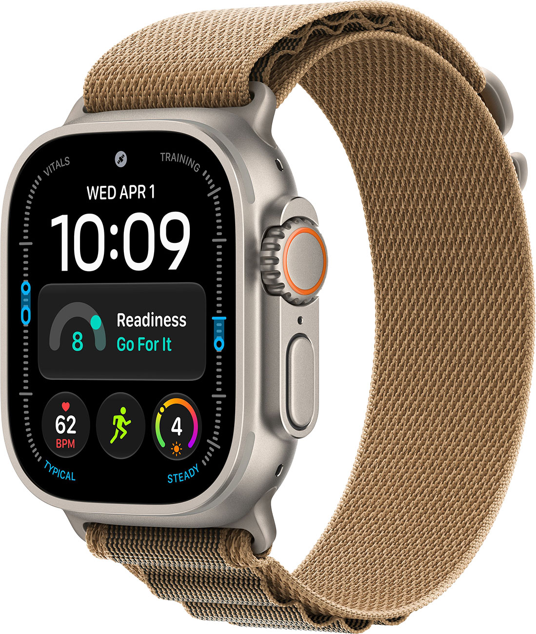 Apple Watch Ultra 4 GPS + Cellular 49mm Natural Titanium Case with M Desert Alpine Loop - MJAF4LS/A