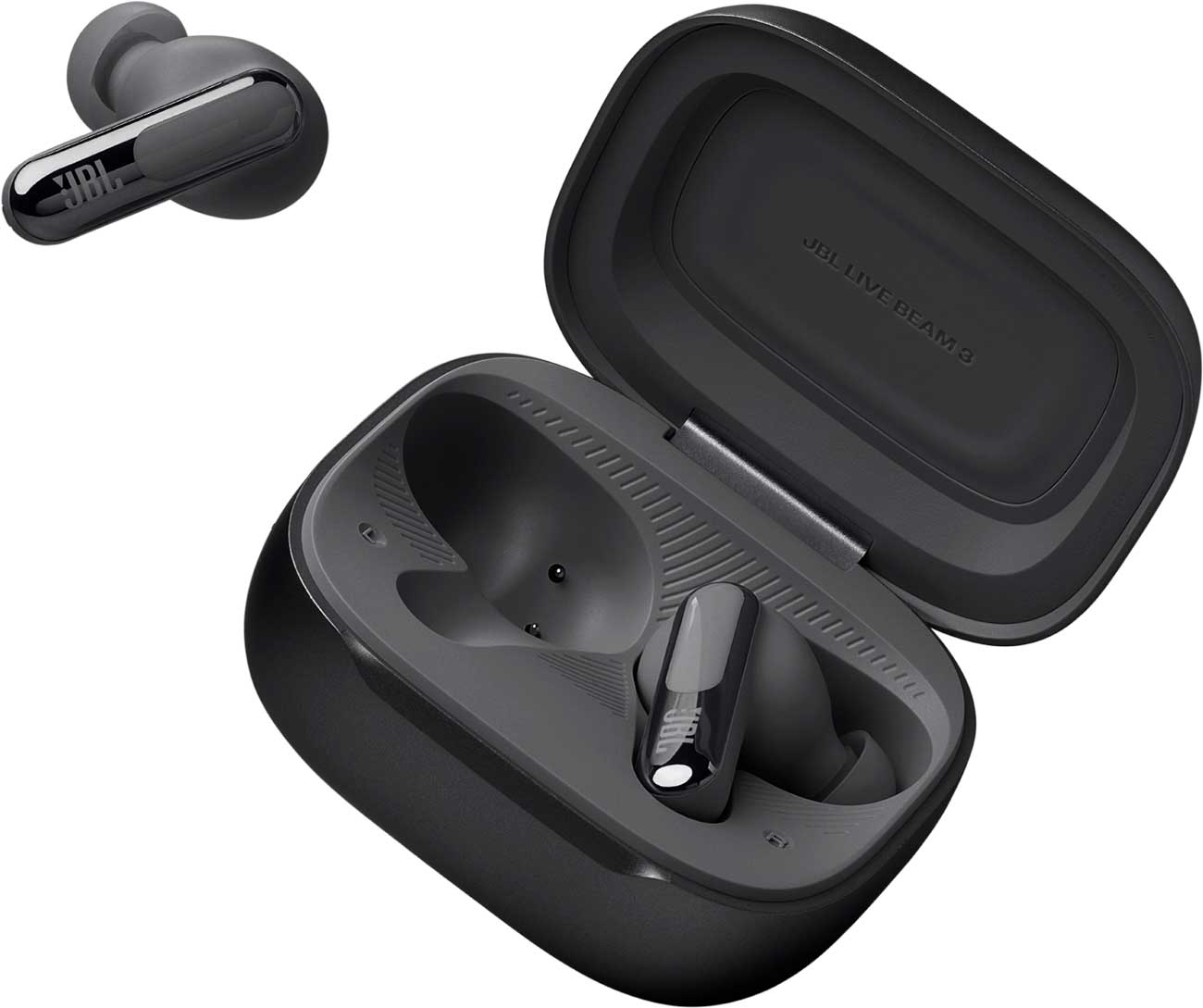 Earbuds In and Out of Case View of JBL Earbuds