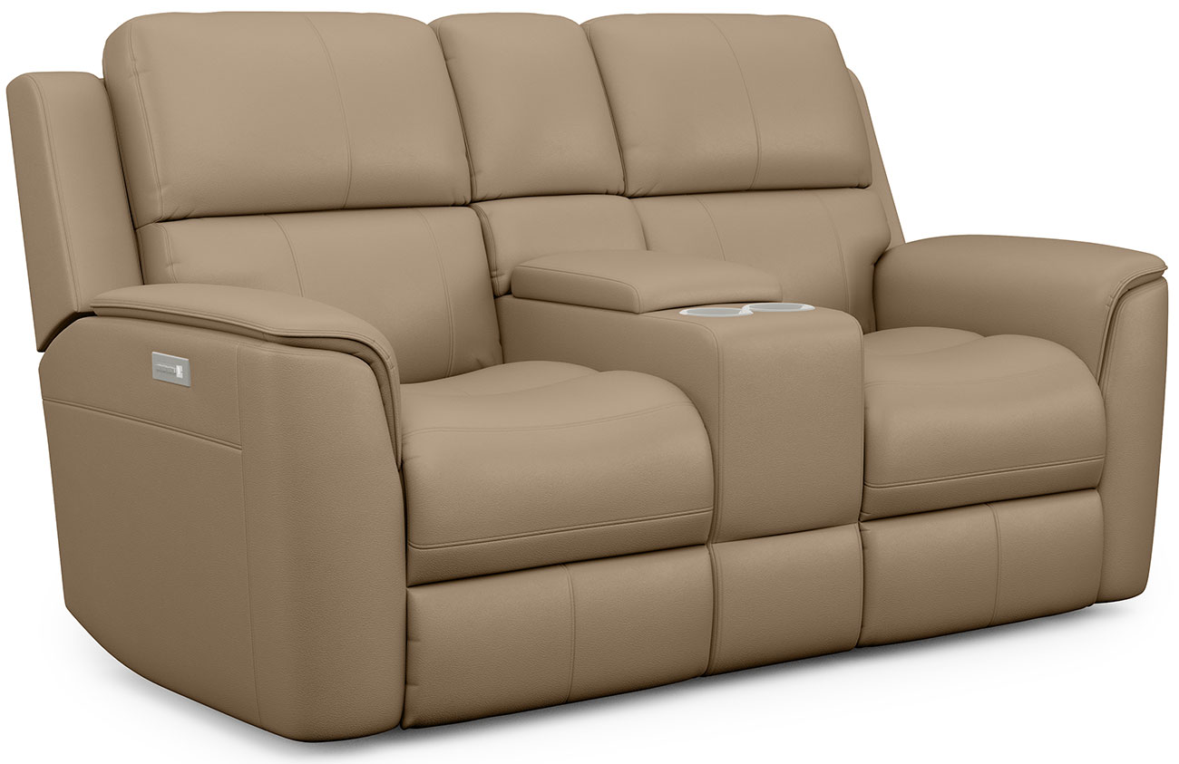 Henry Leather Power Reclining Loveseat - Angled View