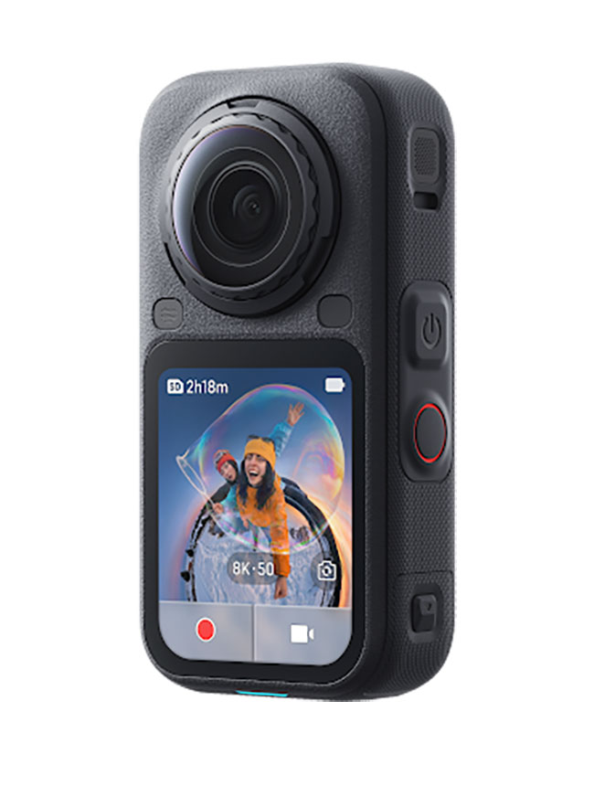 Front Angled View Of The Insta360 X6 Action Camera In Black Finish