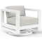 Sunset West Newport Swivel Club Chair in Satin White | Cast Silver Sunbrella