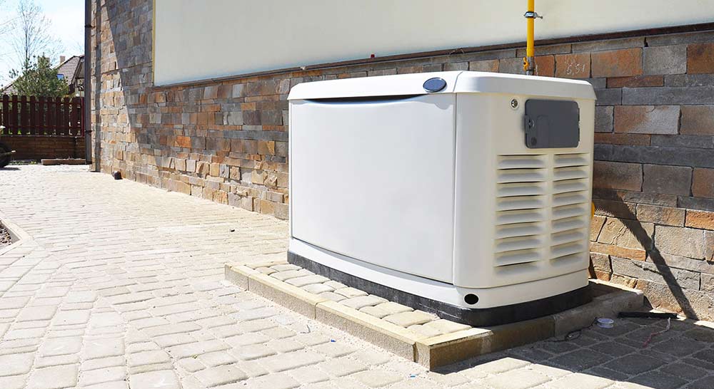 Angled View of Standby Generator on a Patio