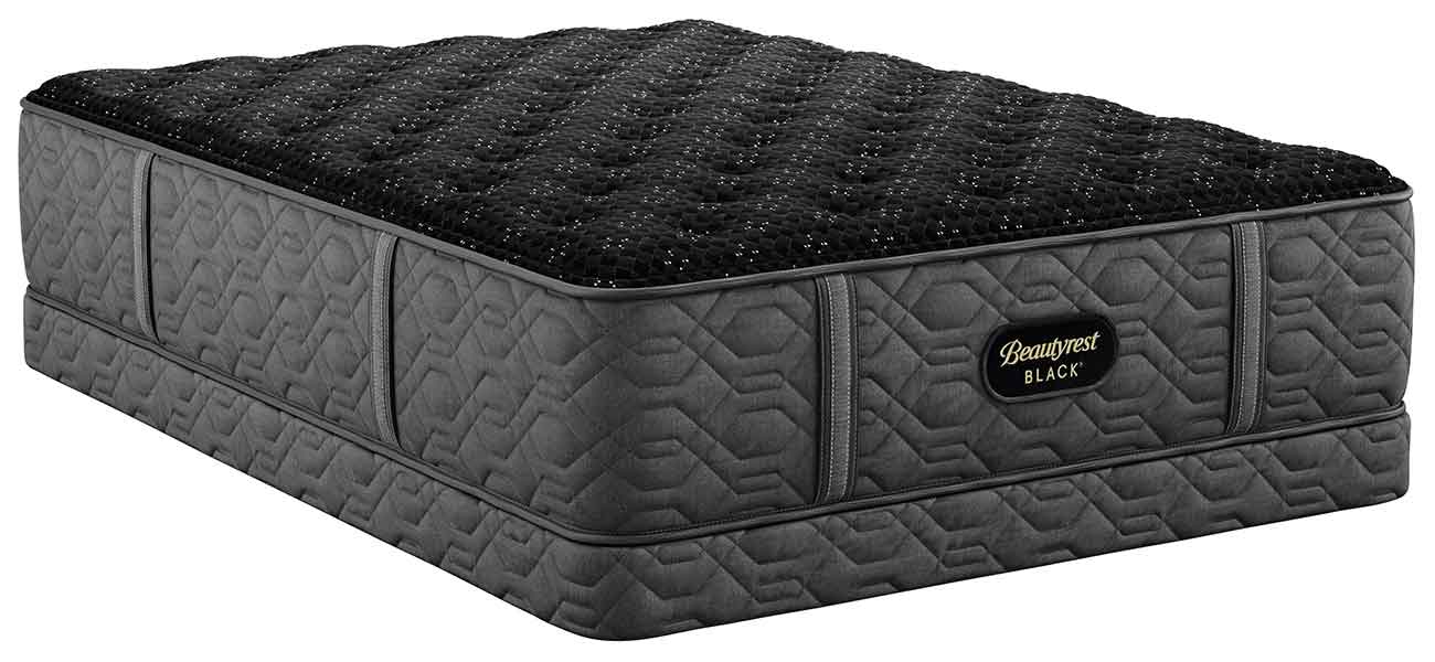 Angled view of Beautyrest Mattress on low profile foundation