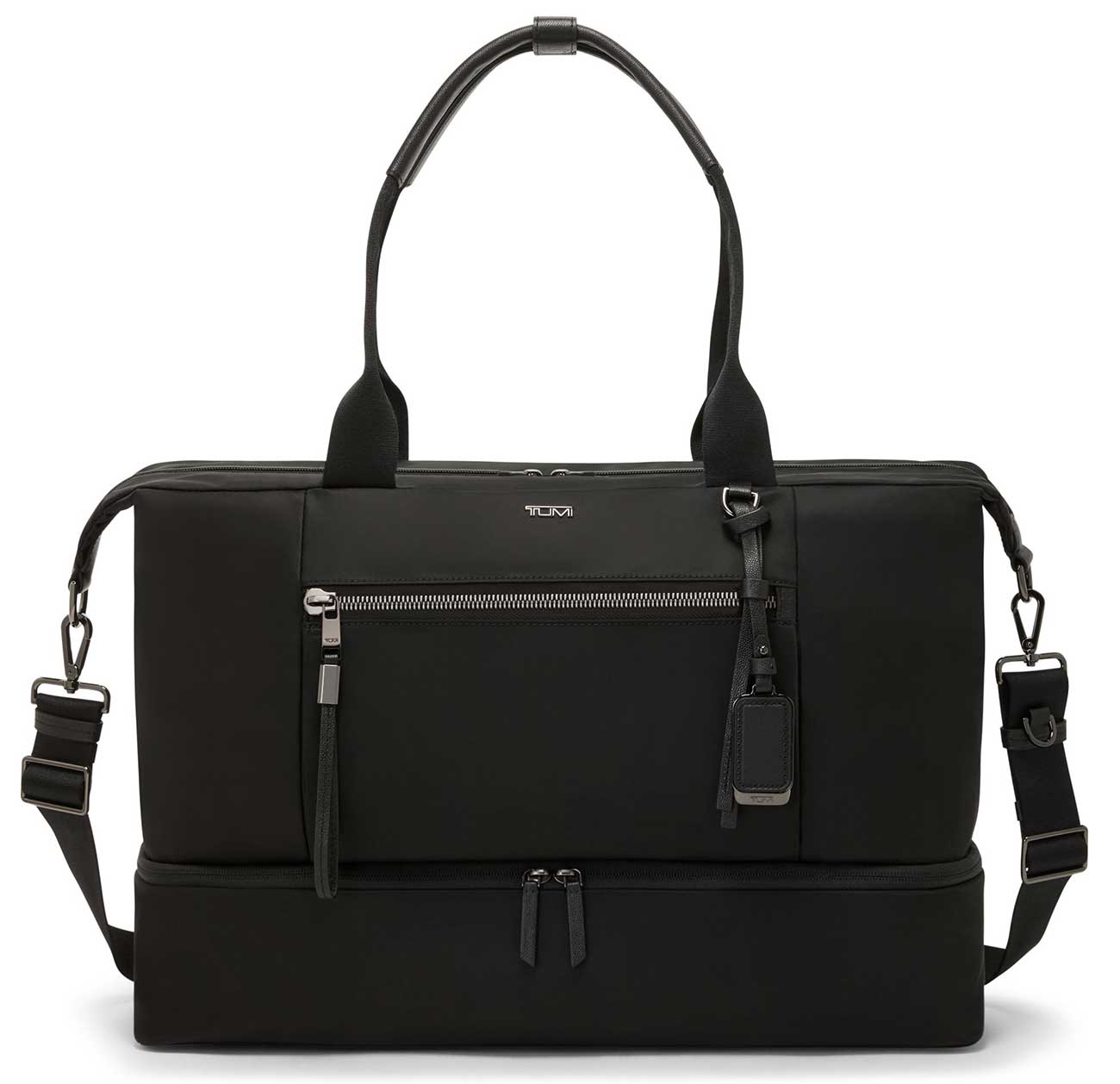 Front View of TUMI Black & Gunmetal Contine Weekender