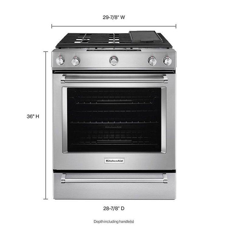 Large image of KitchenAid ADA 30" Stainless Steel Slide-In Convection Gas Range With Baking Drawer