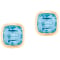 Goshwara Manhattan Cushion Bezel Set Studs with Blue Topaz in 18K Yellow Gold