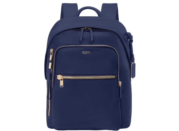 double handle women's tumi backpack Voyageur Leather Raina Large Black/Light Gold this bag features a double zippered closure Tumi Voyageur Halsey Backpack -