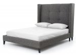 Grey bed with pillows