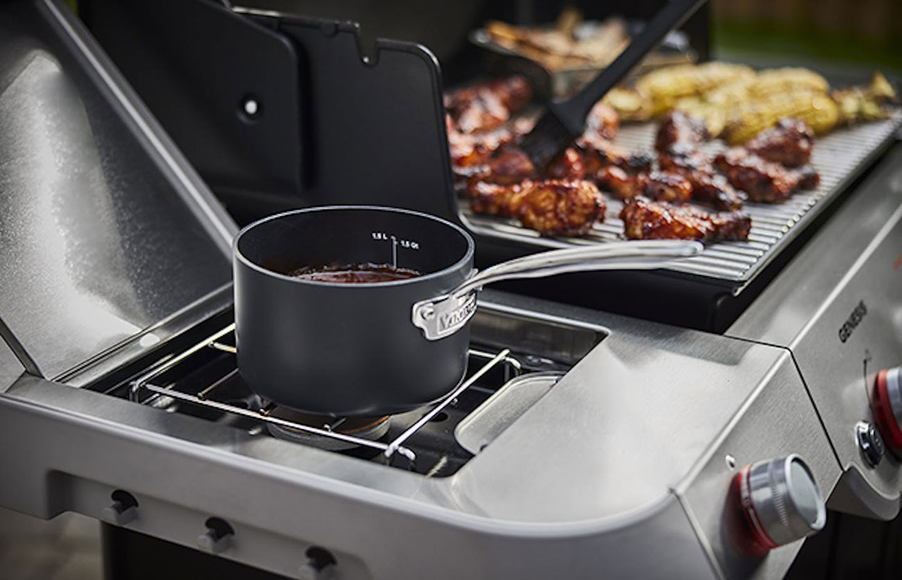 Side Burner View of Weber Grill