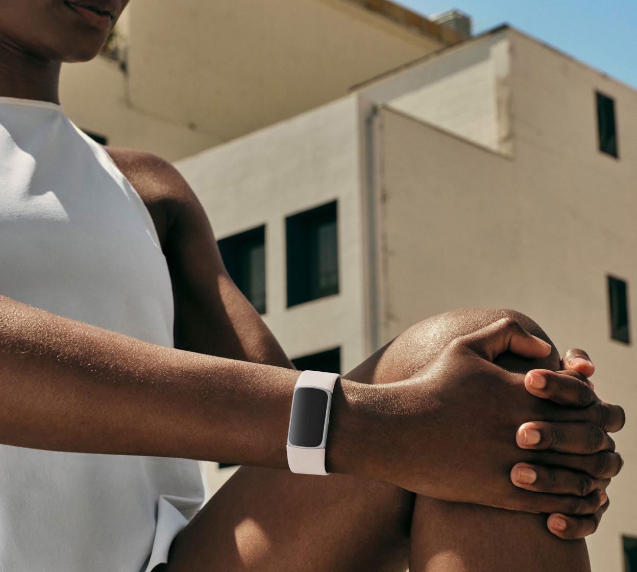 View of person wearing watch while exercising