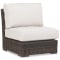 Sunset West Montecito Armless Club Chair in Cognac | Canvas Flax Sunbrella