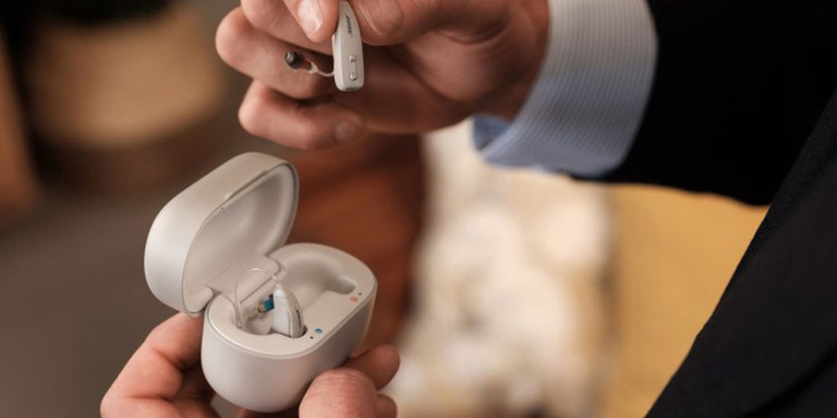 A charging case with hearing aids in them