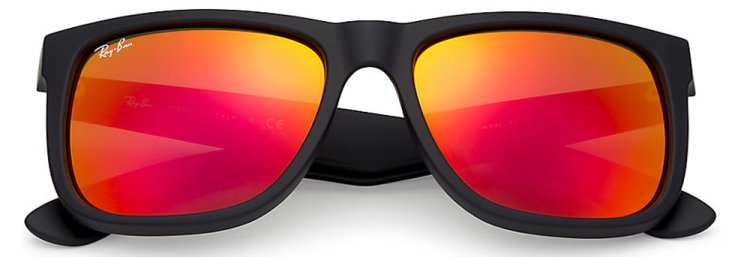 Large image of Ray-Ban RB4165 Justin Red Mirror Rectangle Sunglasses, 51mm