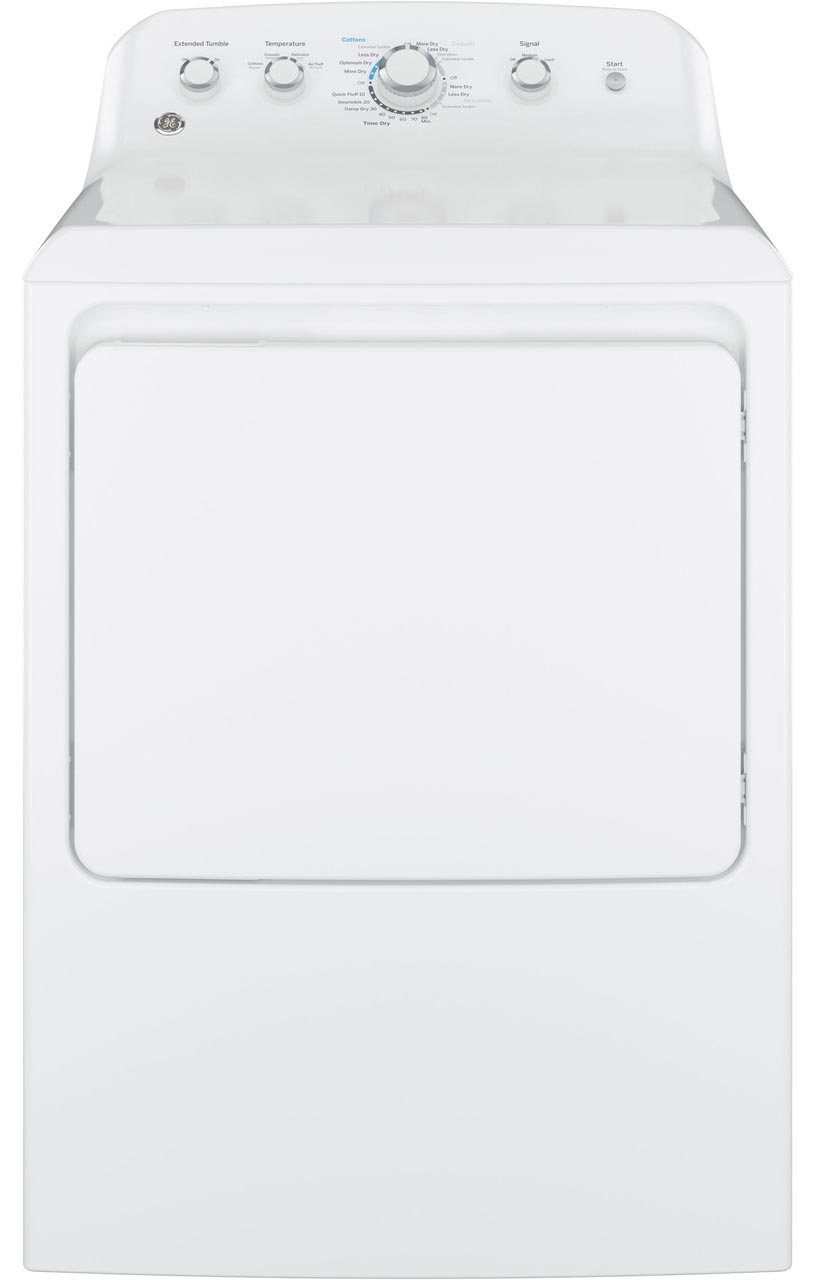 GE White Top Loading Washer w/ 7.2 CuFt Electric Dryer at Abt