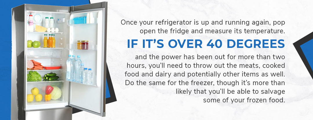 Open refigerator showing food on a How to Maintain Refrigeration Guide graphic