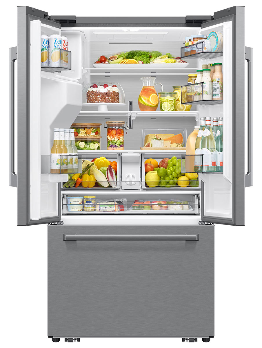Front of Samsung Refrigerator Open and Filled